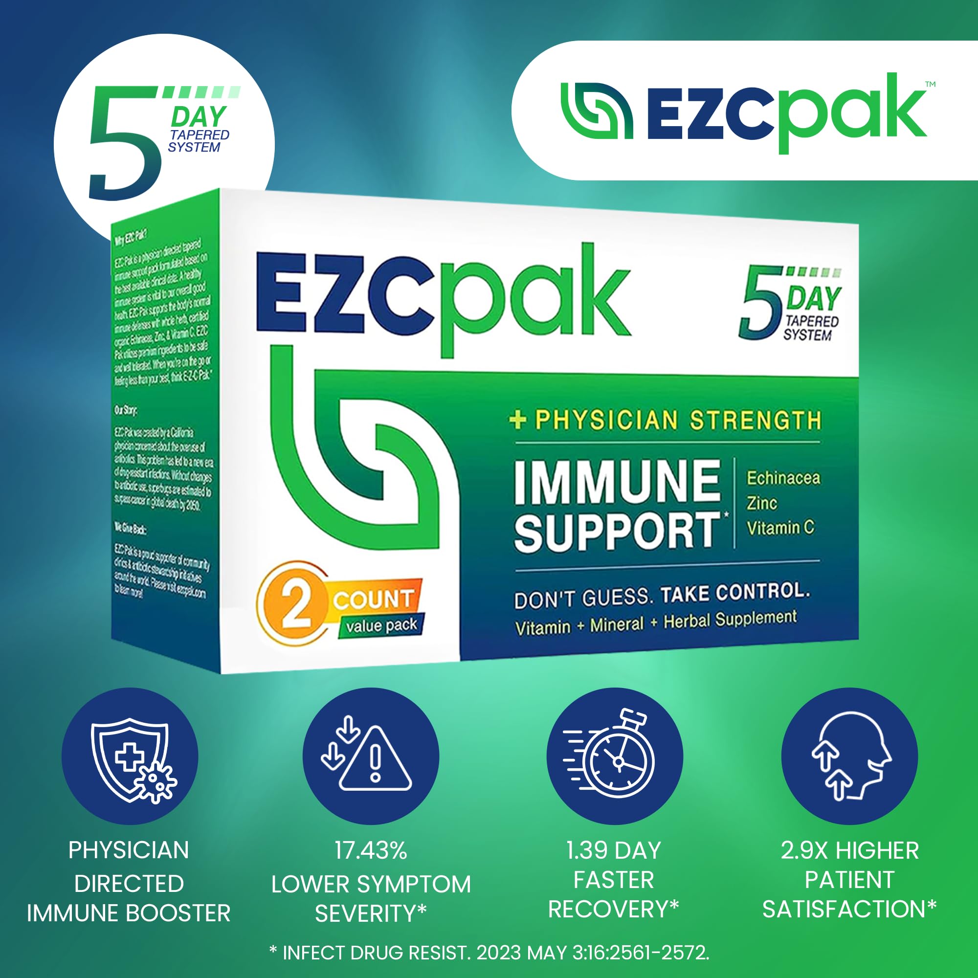 EZC Pak immune support bottles with label