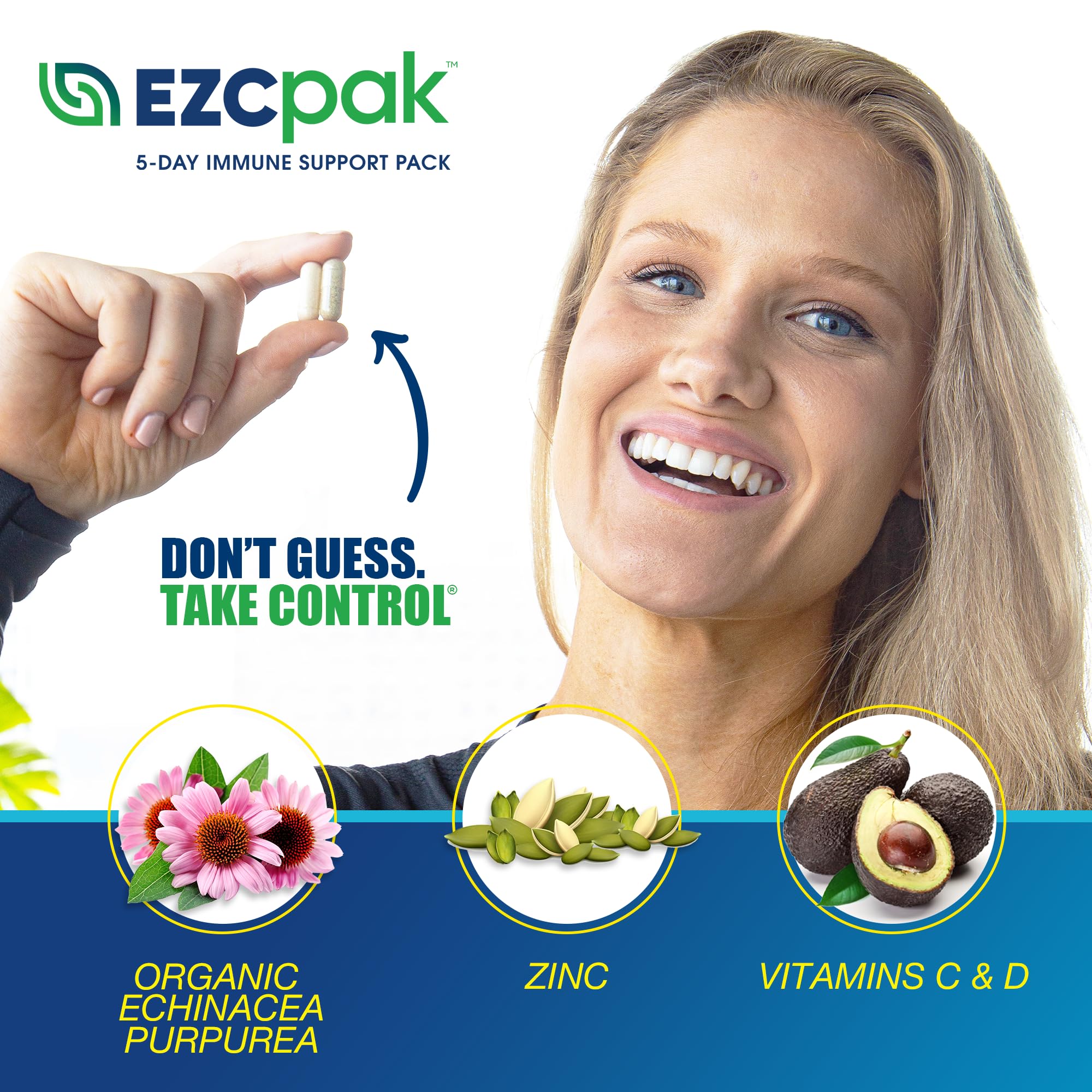 Travel-size EZC Pak sachets laid out