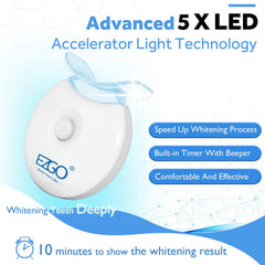 Close-up of EZGO LED whitening light showing buttons and timer