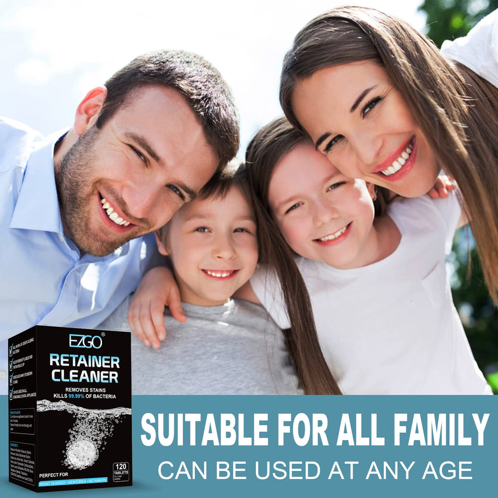 Removable dental appliances like retainers and guards cleaned with EZGO
