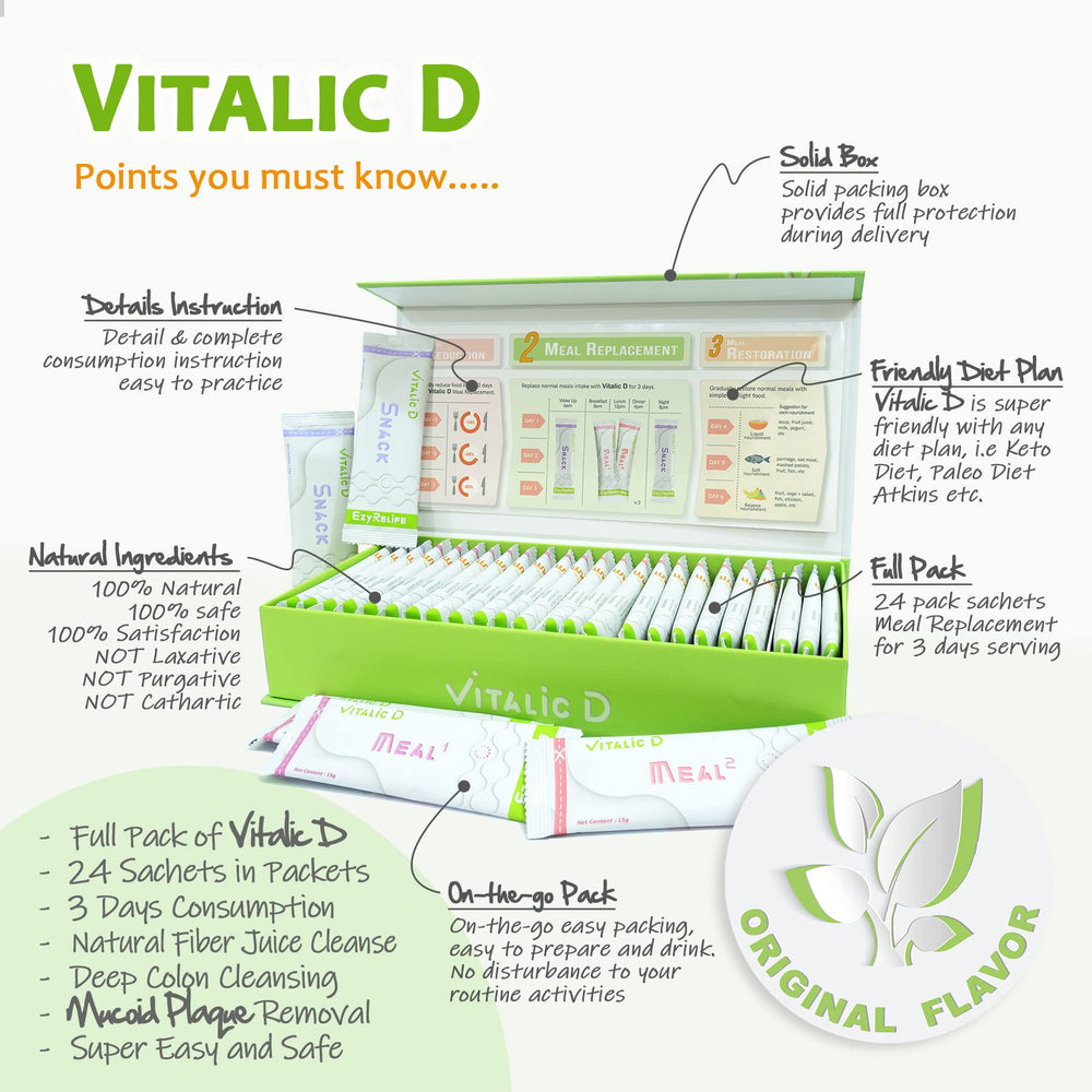 Original flavor sachet and label for EzyRelife Deep Colon Cleanse