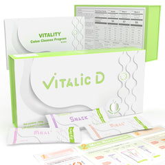 EzyRelife Vitalic D front packaging showing program benefits and apple flavor