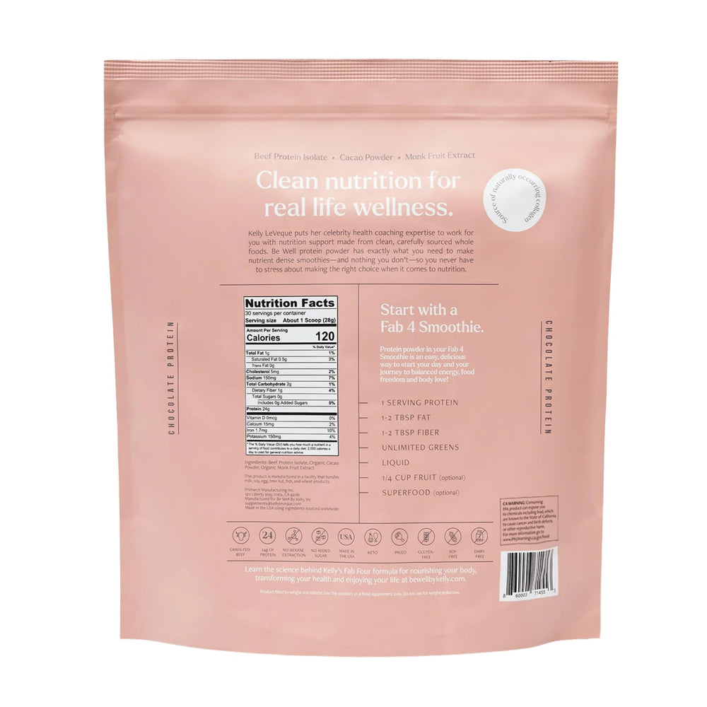Fab Four Smoothie prepared with grass-fed beef protein powder