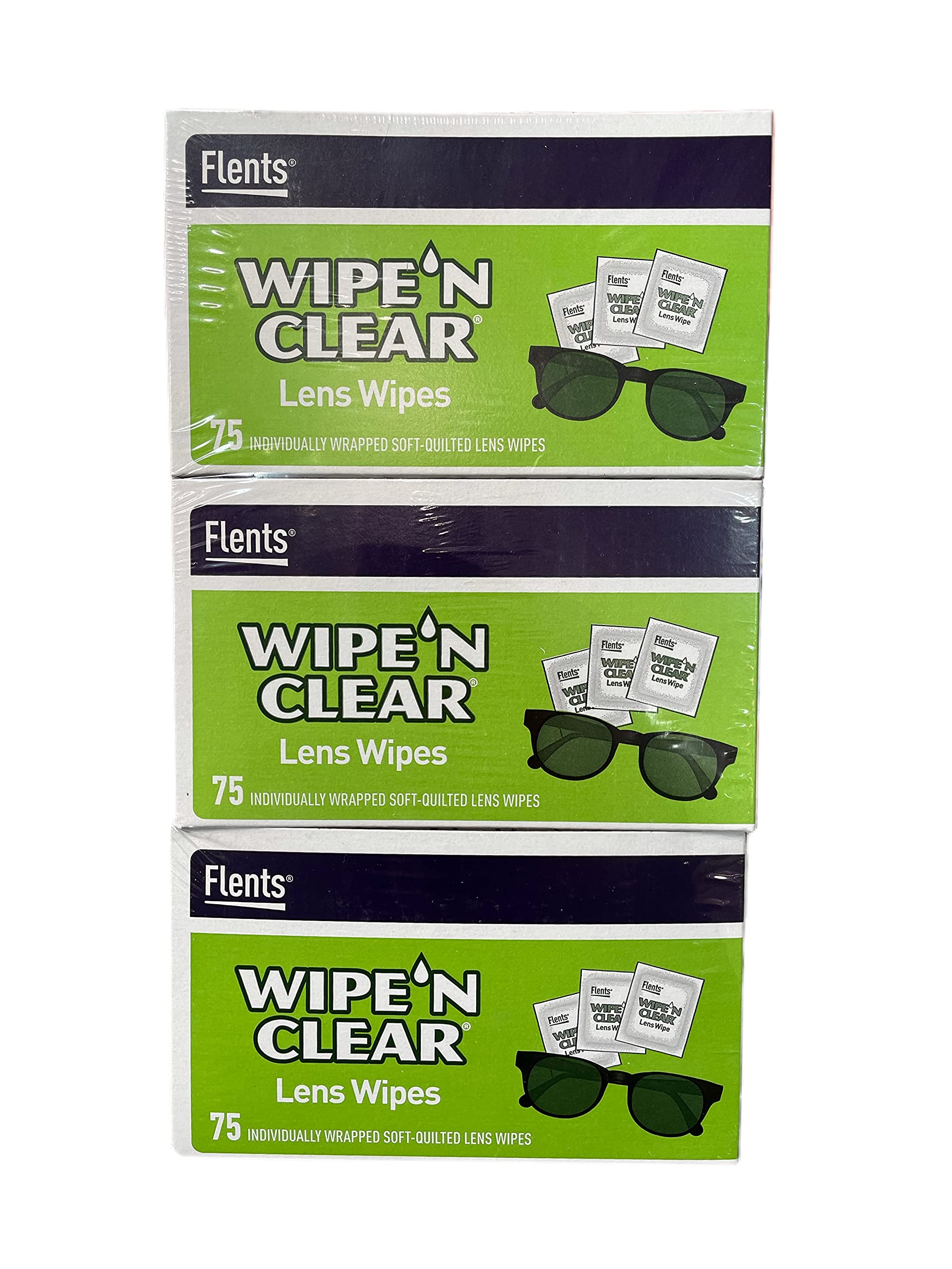 Fabric Solution Wipe'N Clear Lens Wipes 3 x 75 Count package