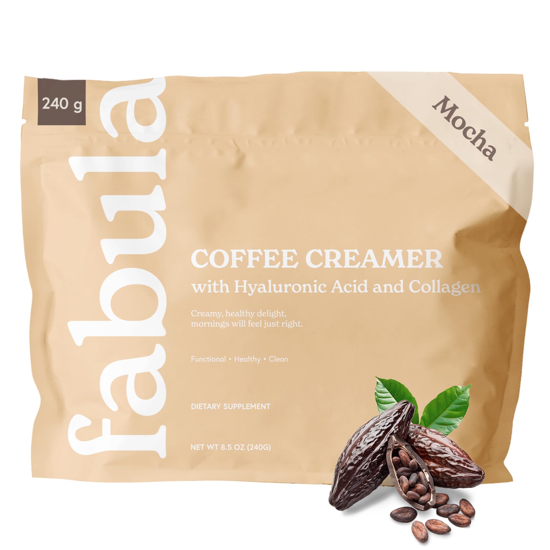 Fabula Collagen Coffee Creamer Mocha packaging 8.5 oz