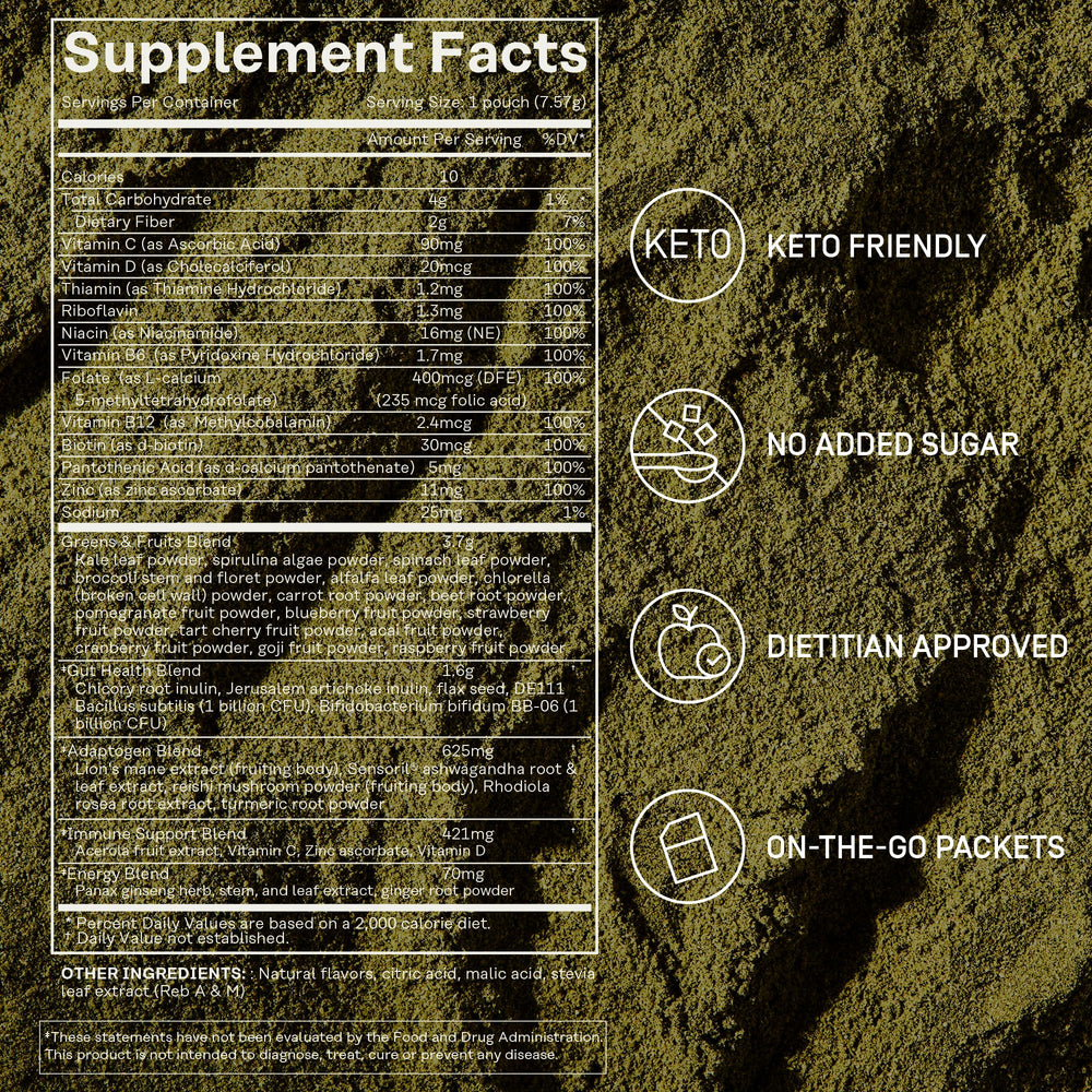 Probiotics and prebiotics illustrations with Daily Greens