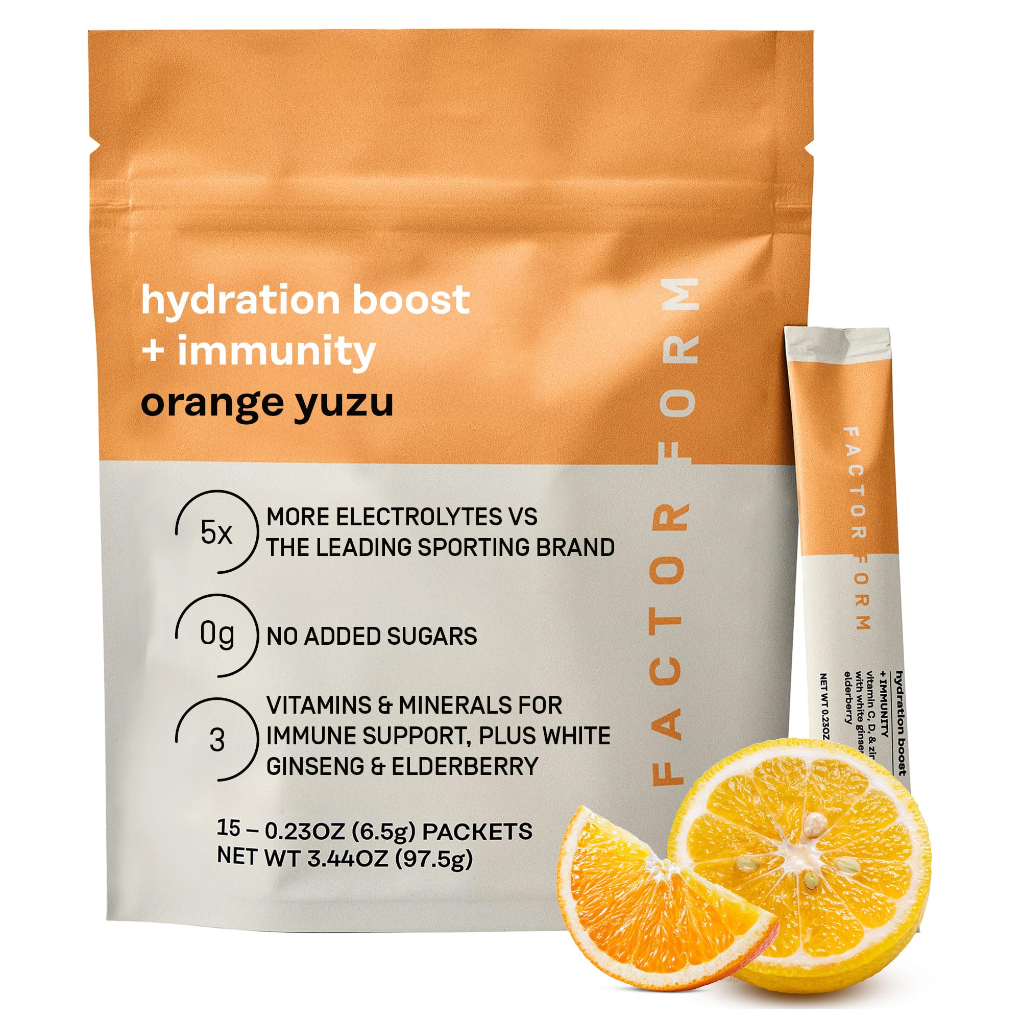 Hero image of Factor Form Hydration Boost Electrolyte Powder in Orange Yuzu flavor
