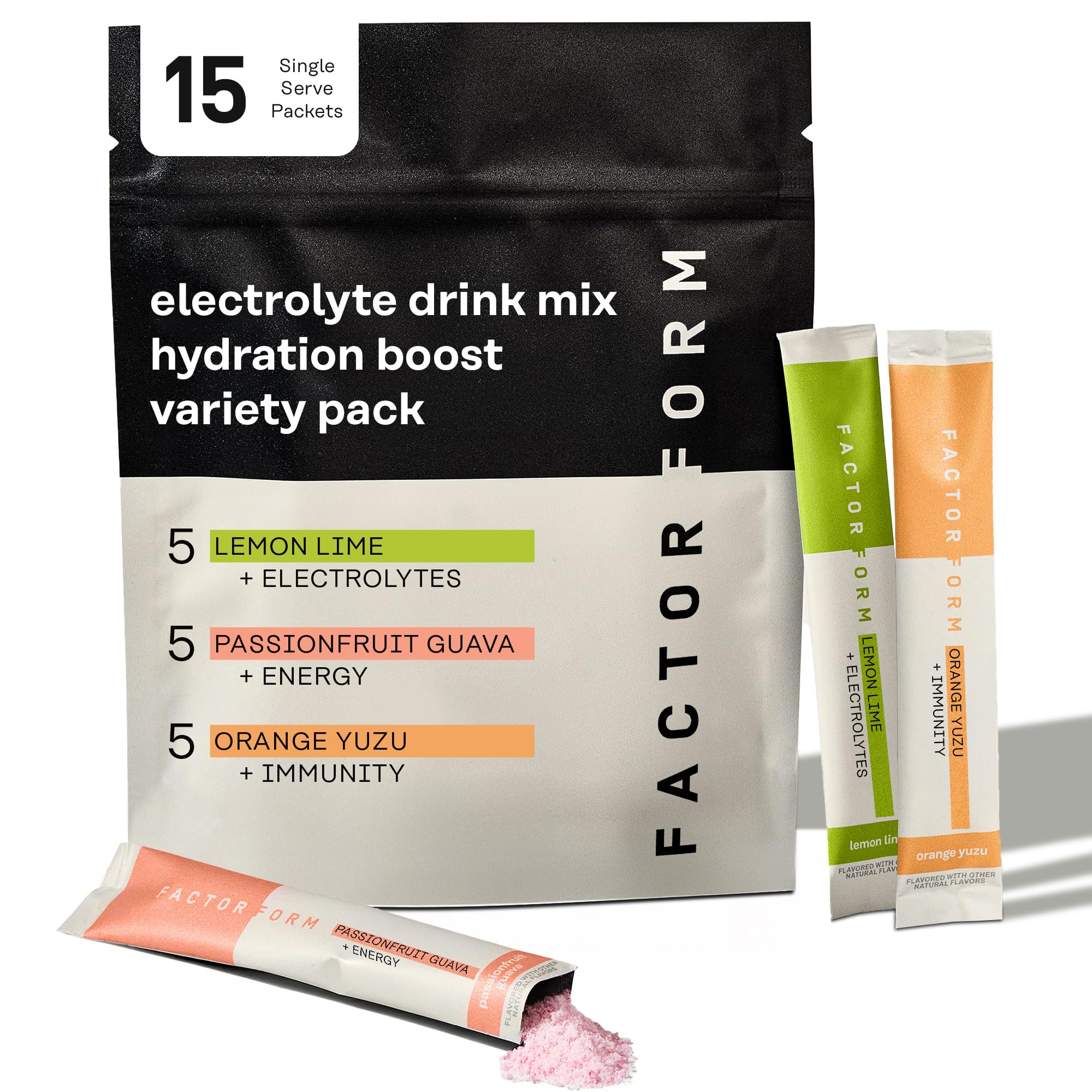 Front view of FACTOR FORM Hydration Boost electrolyte packets