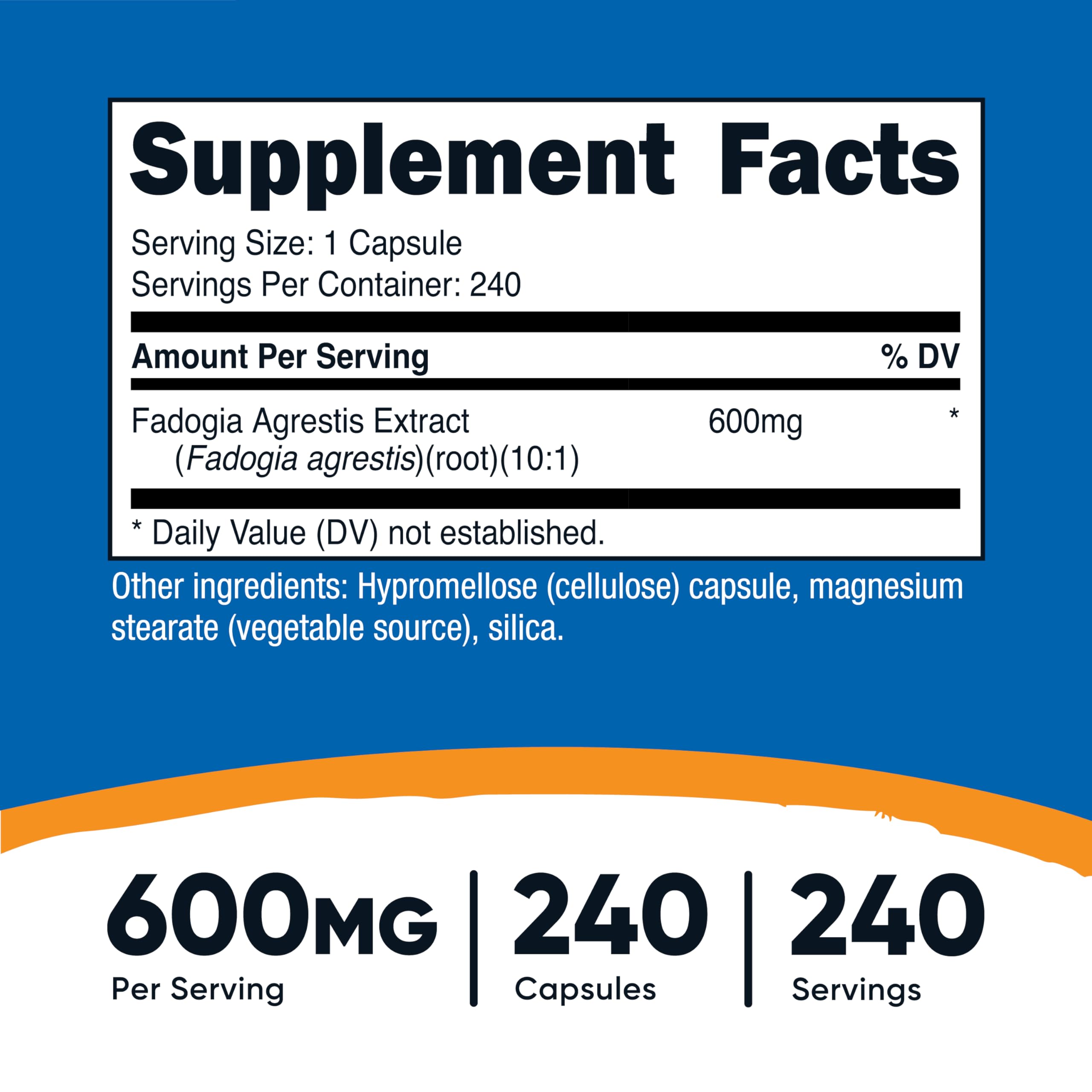 Close-up of 10:1 Fadogia Agrestis extract at 600 mg per serving