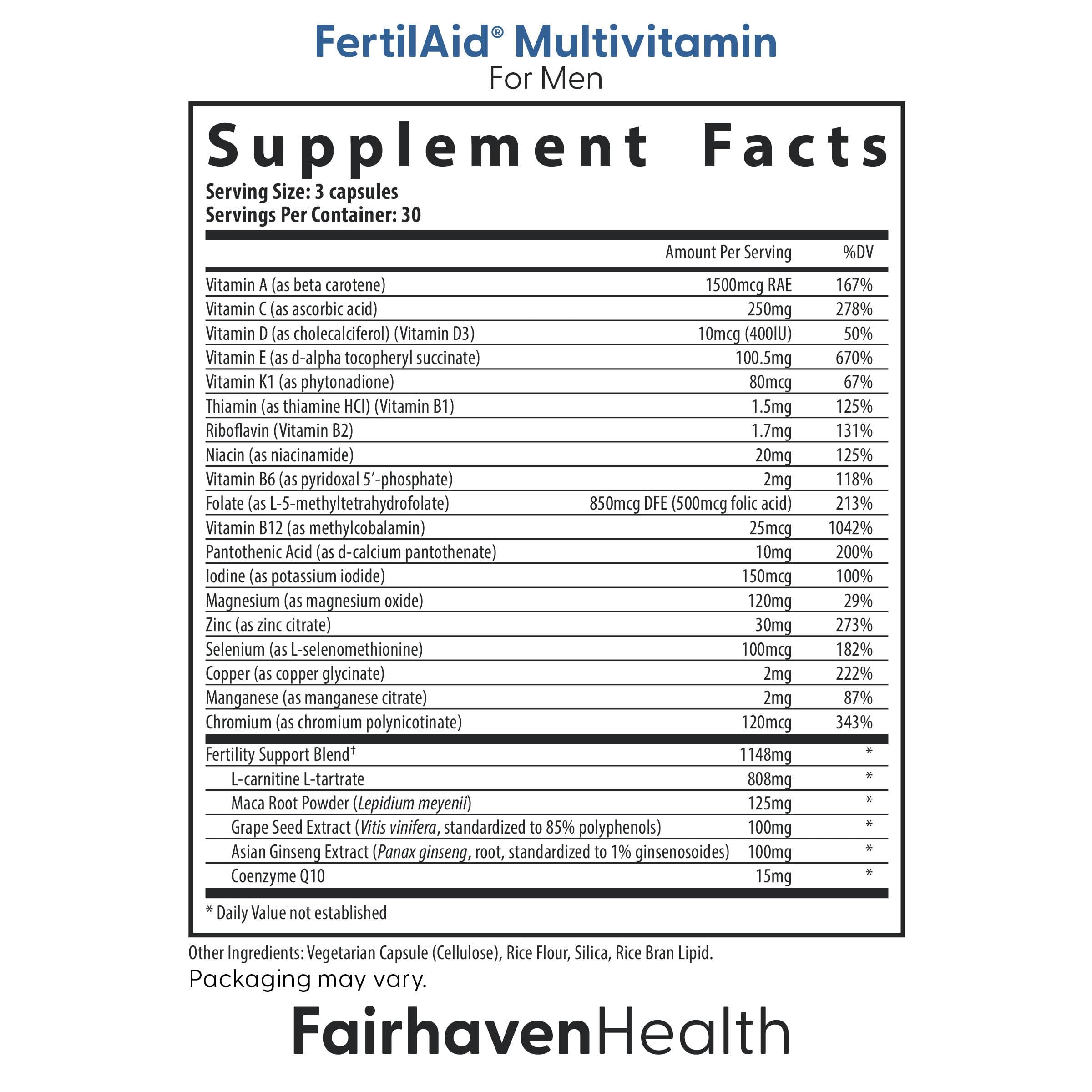 FertilAid for Men multivitamin bottle