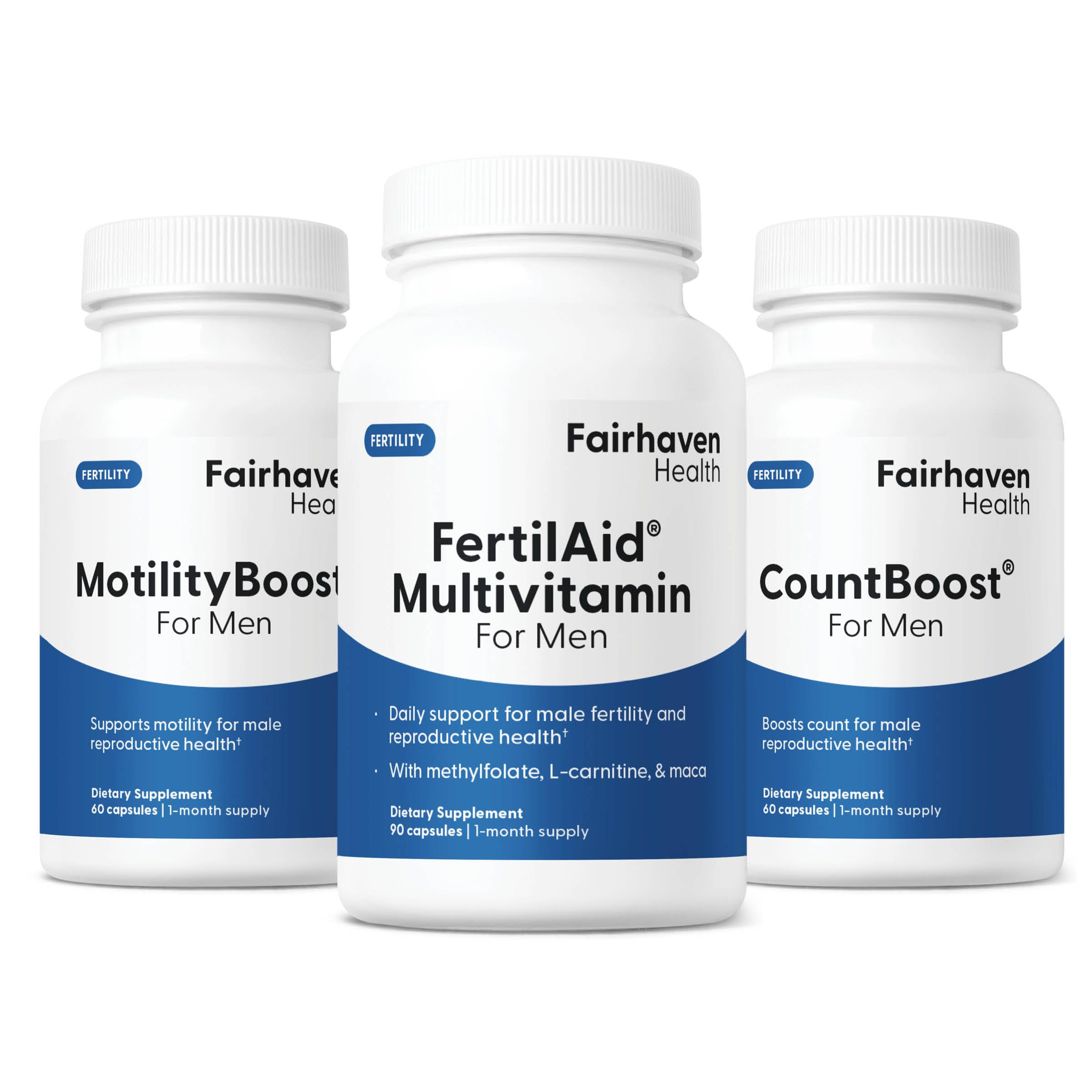 Hero image of Fairhaven Health FertilAid MotilityBoost CountBoost Combo bottle set