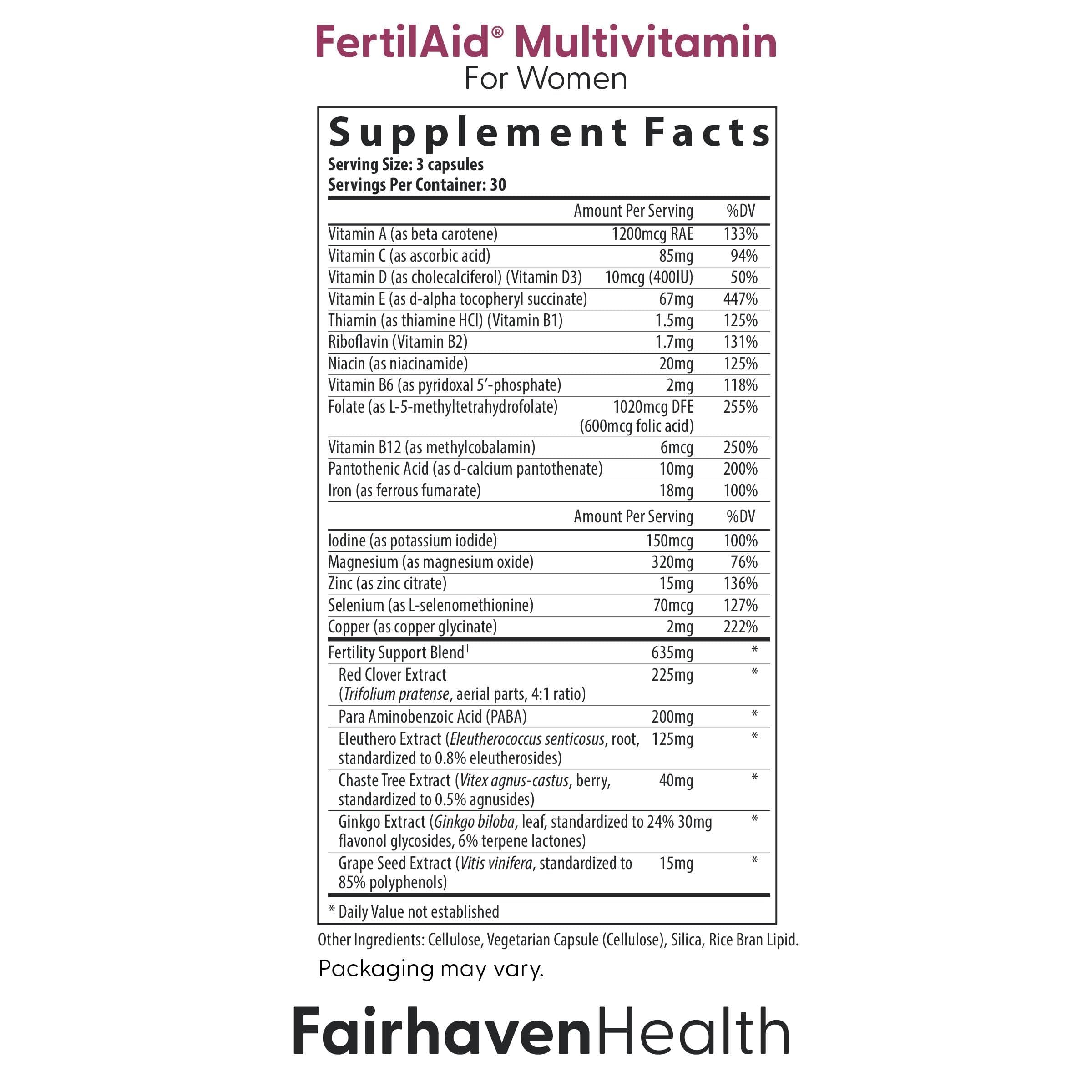 Fairhaven Health FertilAid tablets close-up showing texture and tablet size