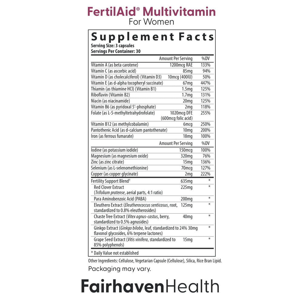 Fairhaven Health FertilAid tablets close-up showing texture and tablet size