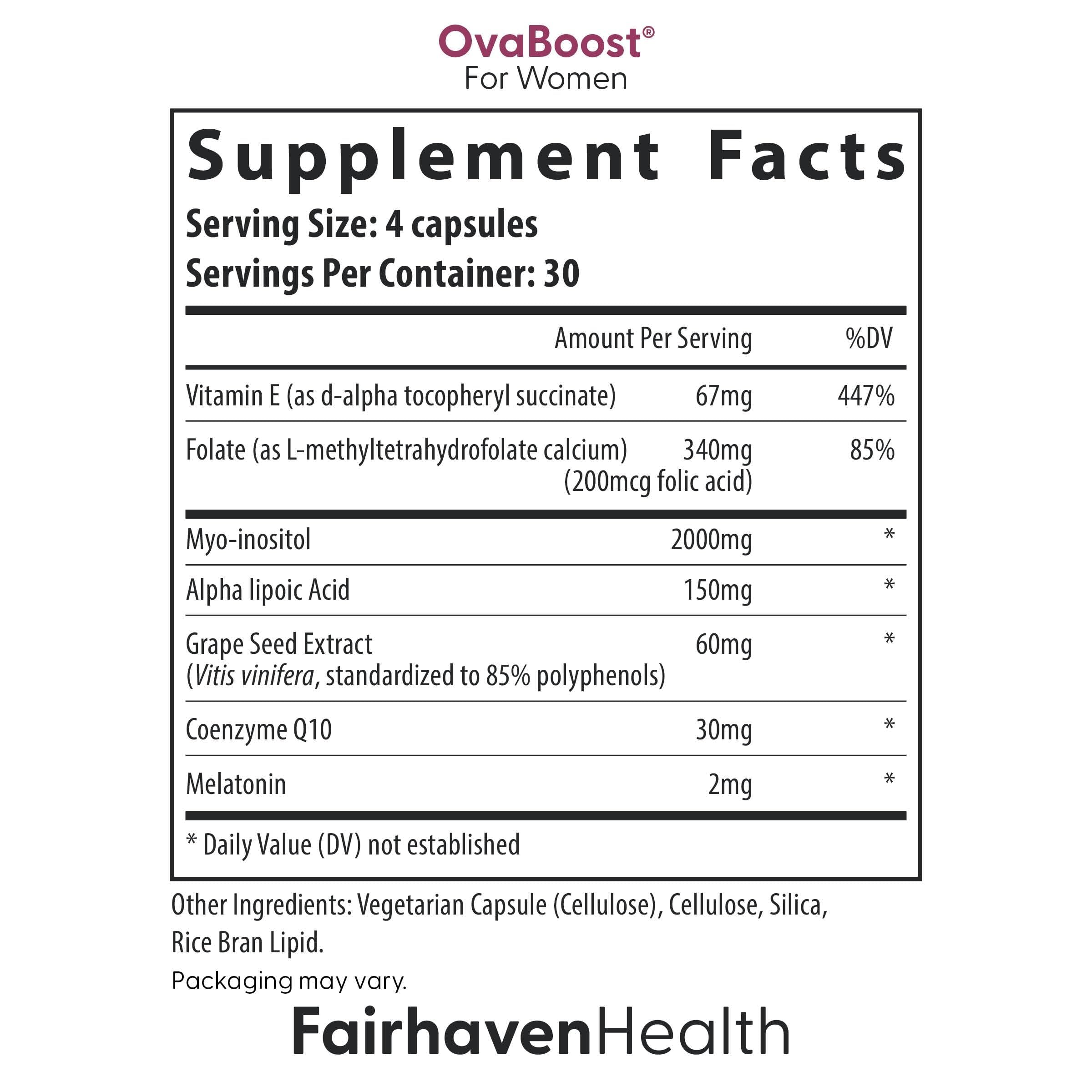 Fairhaven Health Ovaboost powder scoop detail highlighting myo-inositol serving