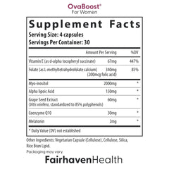 Fairhaven Health Ovaboost powder scoop detail highlighting myo-inositol serving