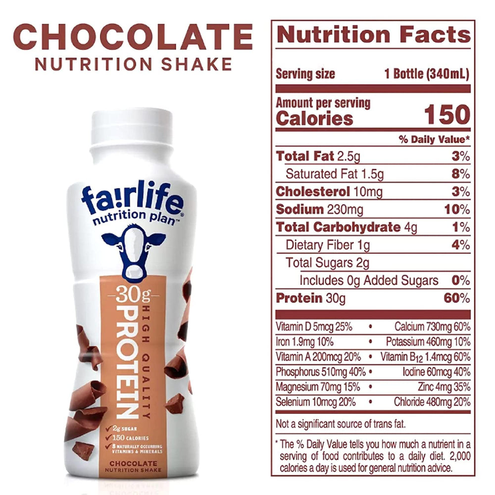 Fairlife Nutrition Plan chocolate packaging display with six packs