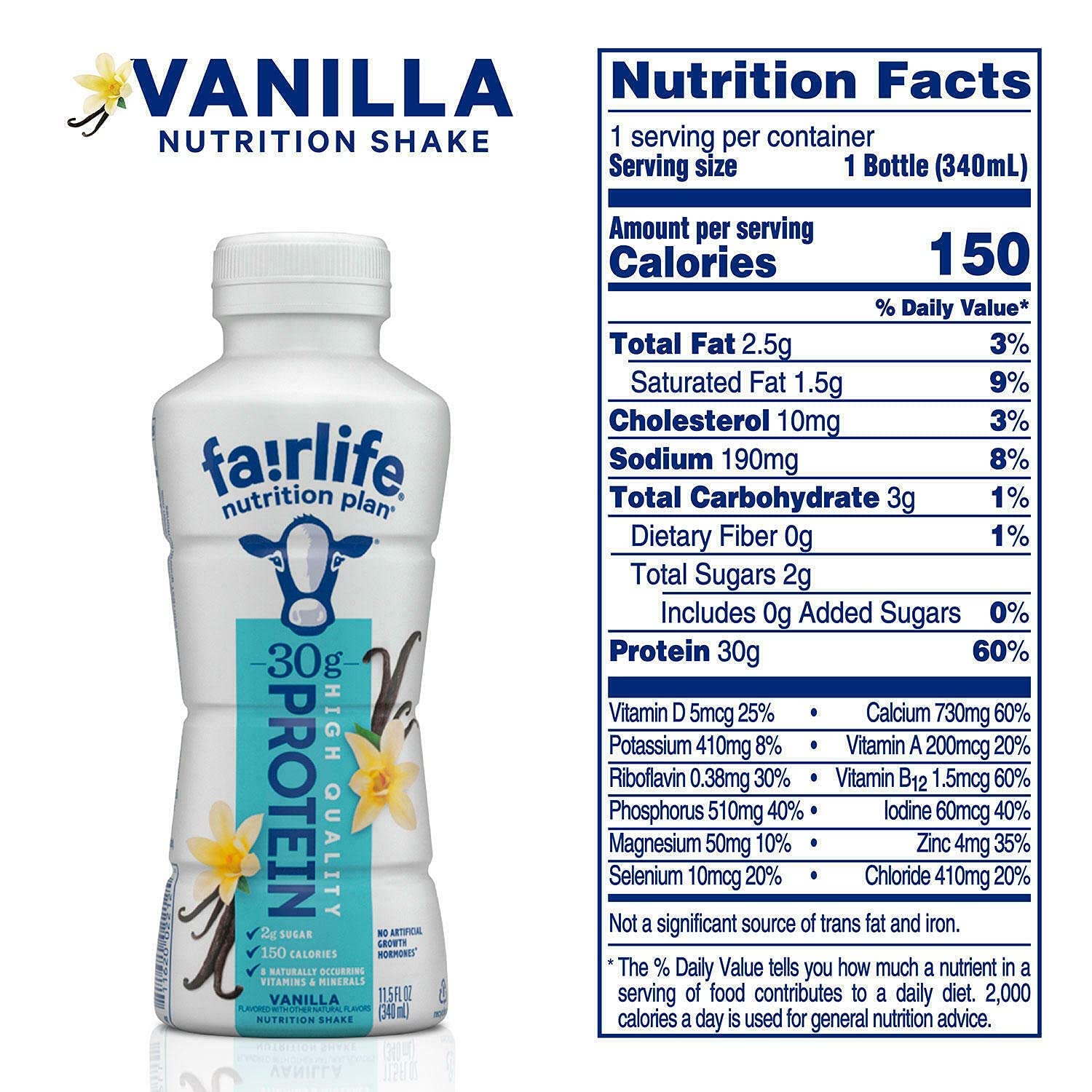 Fairlife Nutrition Plan vanilla shake pour in a glass for smooth protein