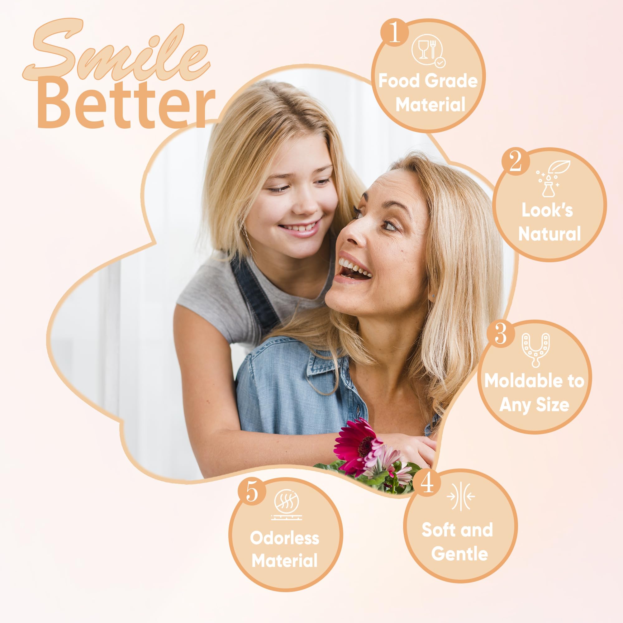 Authentic gum color and lifelike teeth texture on veneers