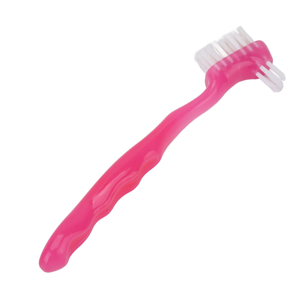 Pink false teeth cleaning brush for gentle cleaning