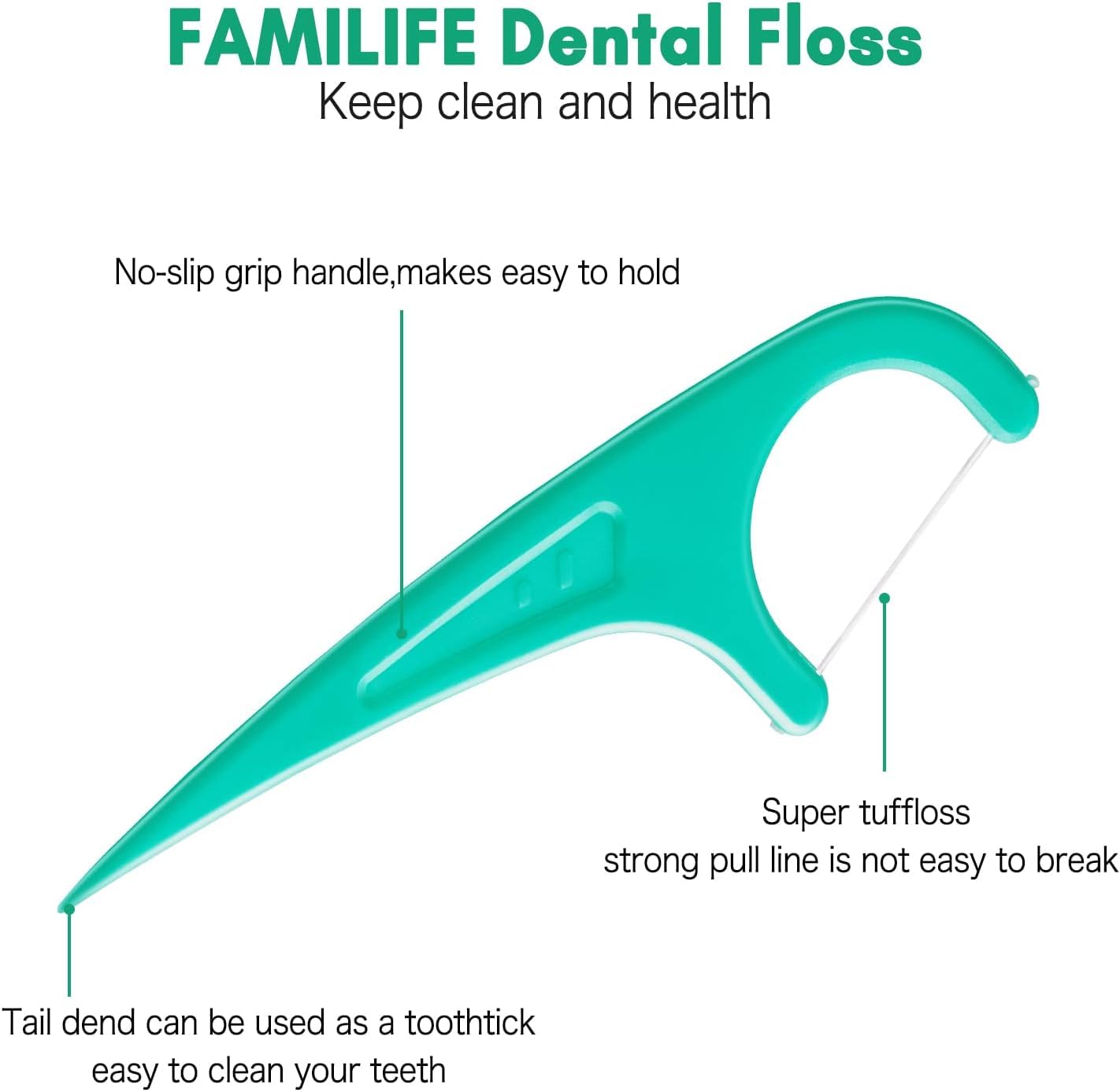 Mint-flavored dental floss picks in a compact travel kit