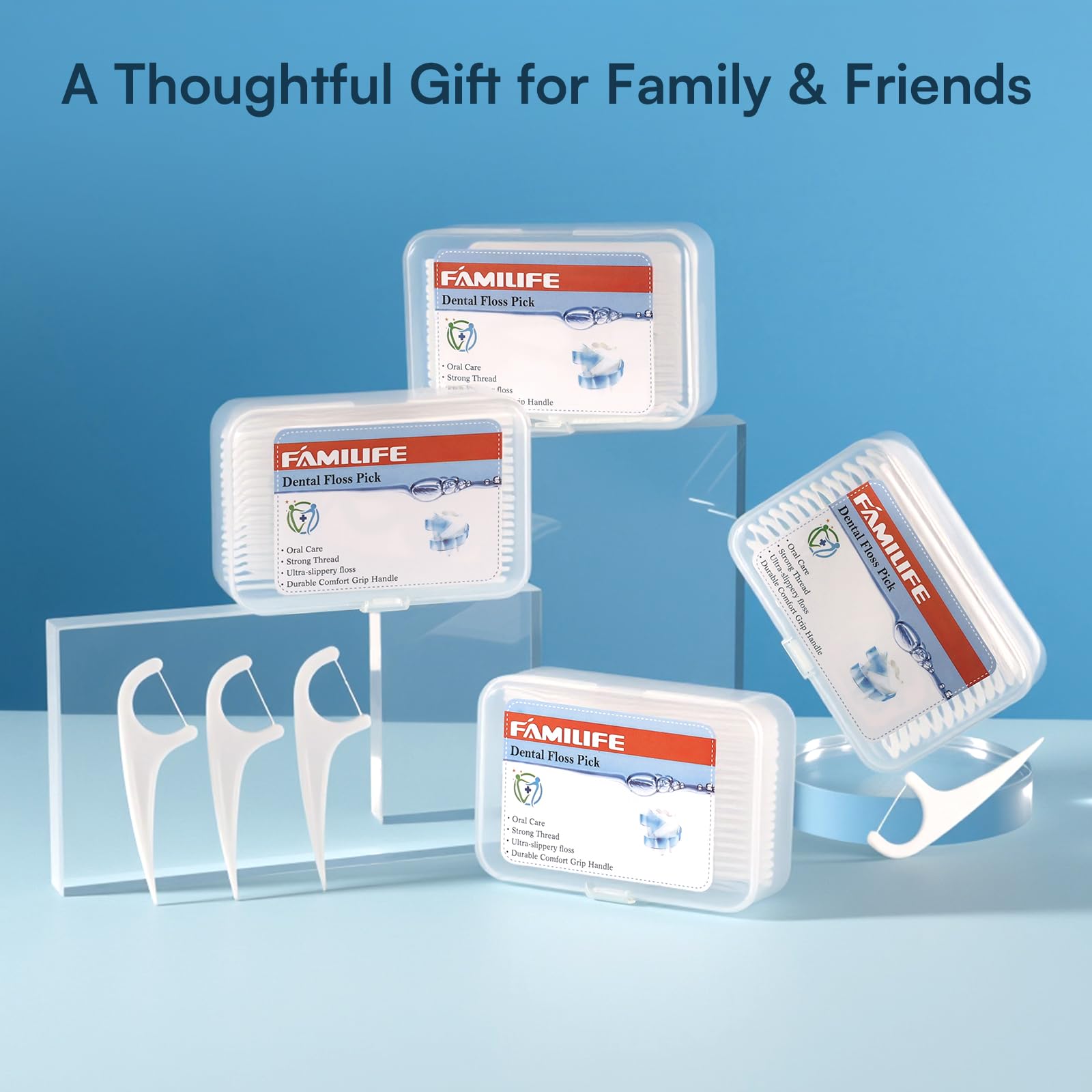 Fresh smile after using FAMILIFE floss picks