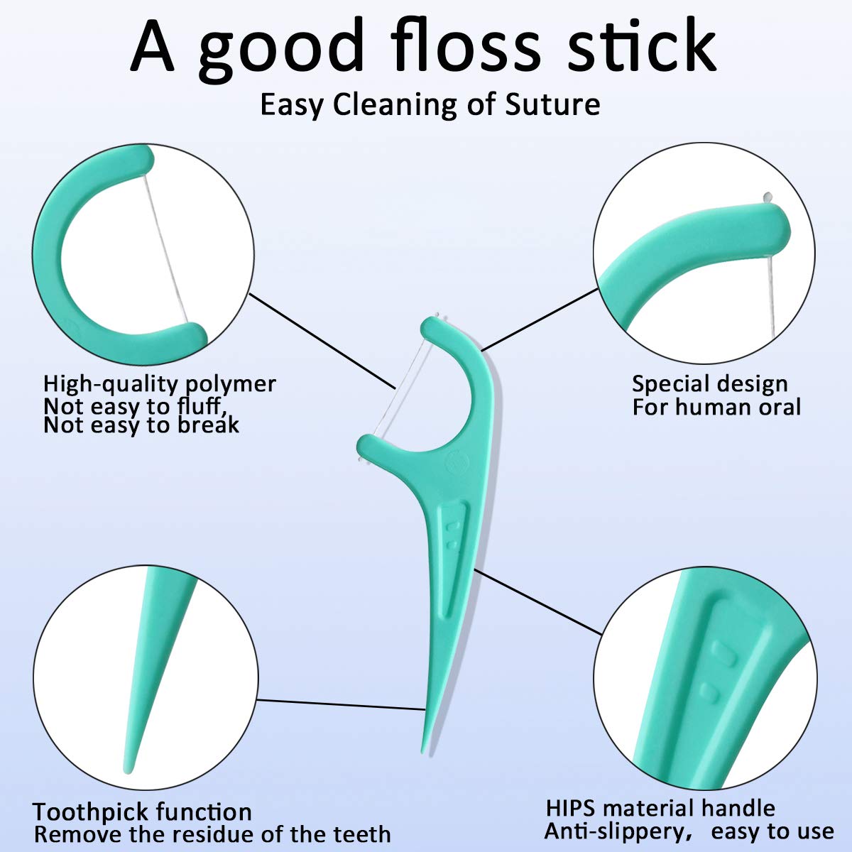 Floss picks removing debris between teeth