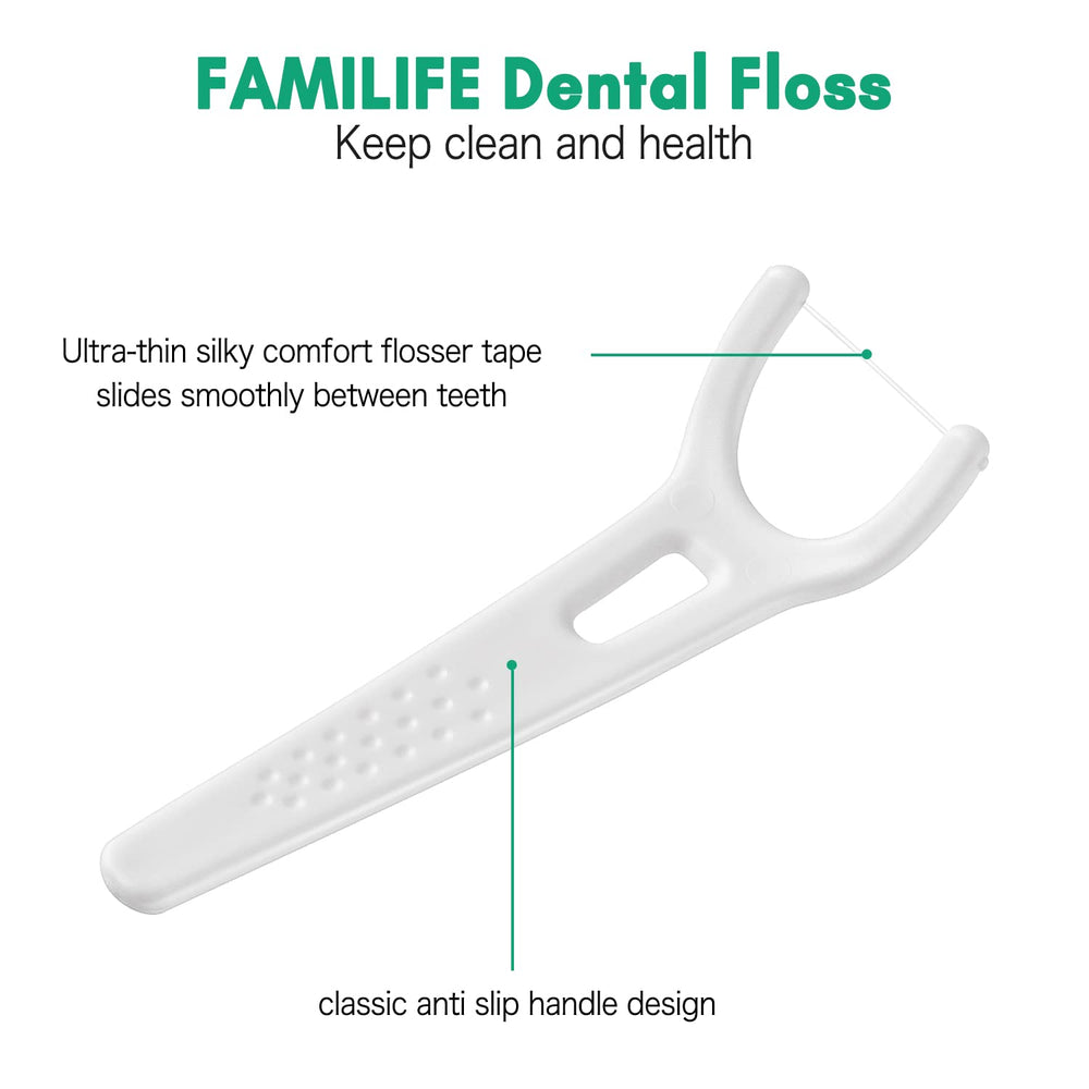 Angled floss picks reaching tight back teeth