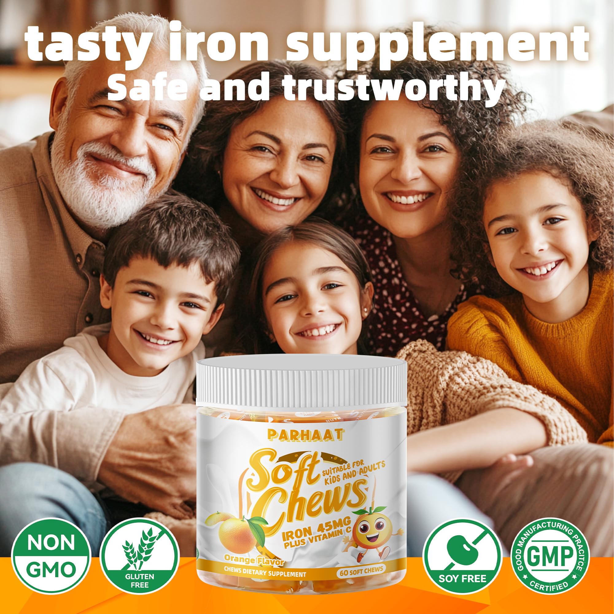 Family-friendly iron supplement suitable for women, men, and kids