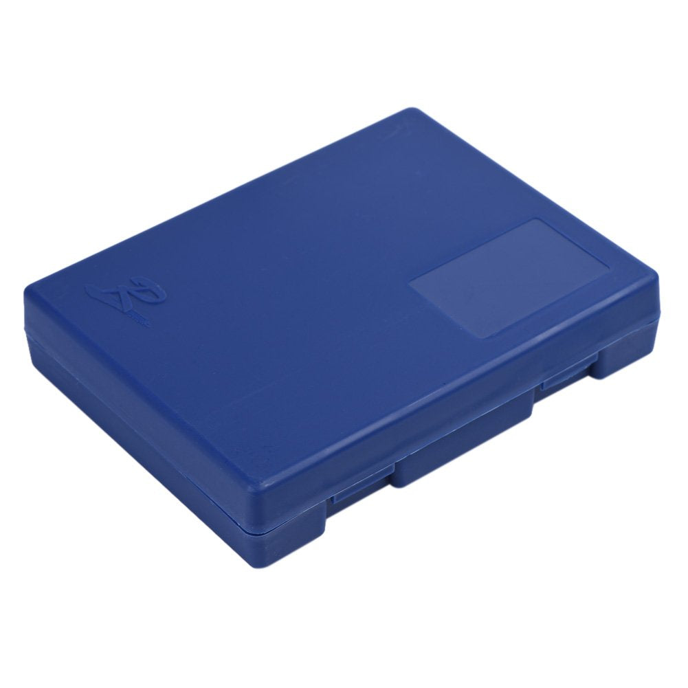 Portable blue plastic case with tools organized for travel