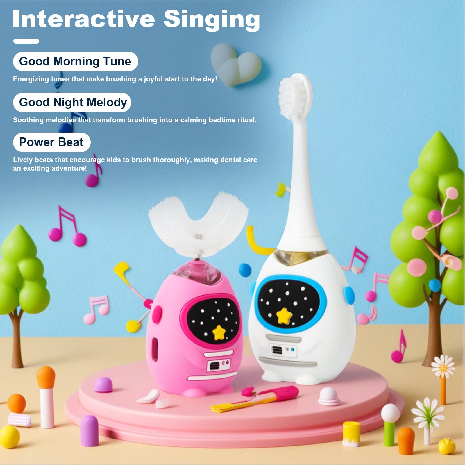 Type-C charging port on compact kids toothbrush