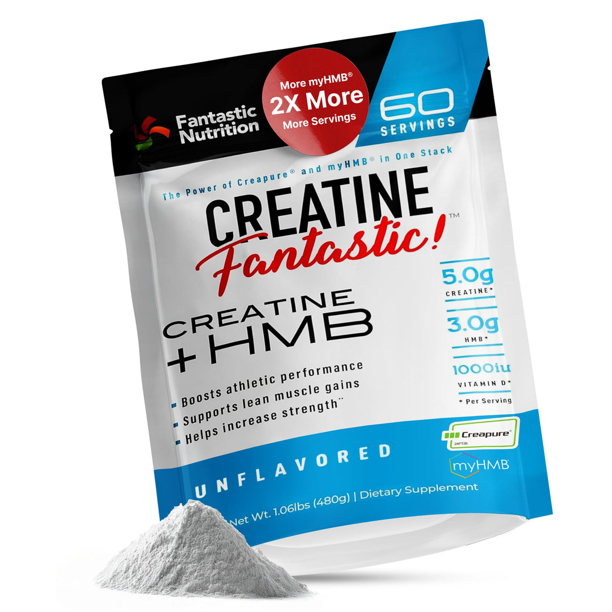 Fantastic Nutrition Creatine + HMB powder bottle with scoop