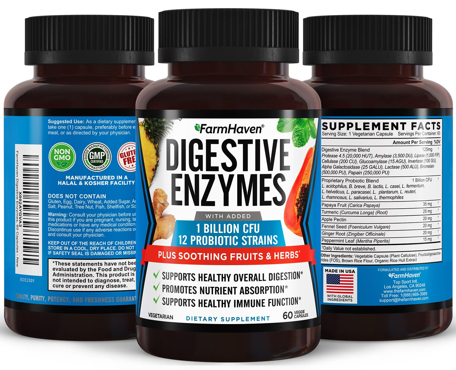 Close-up of bromelain and lactase digestive enzymes