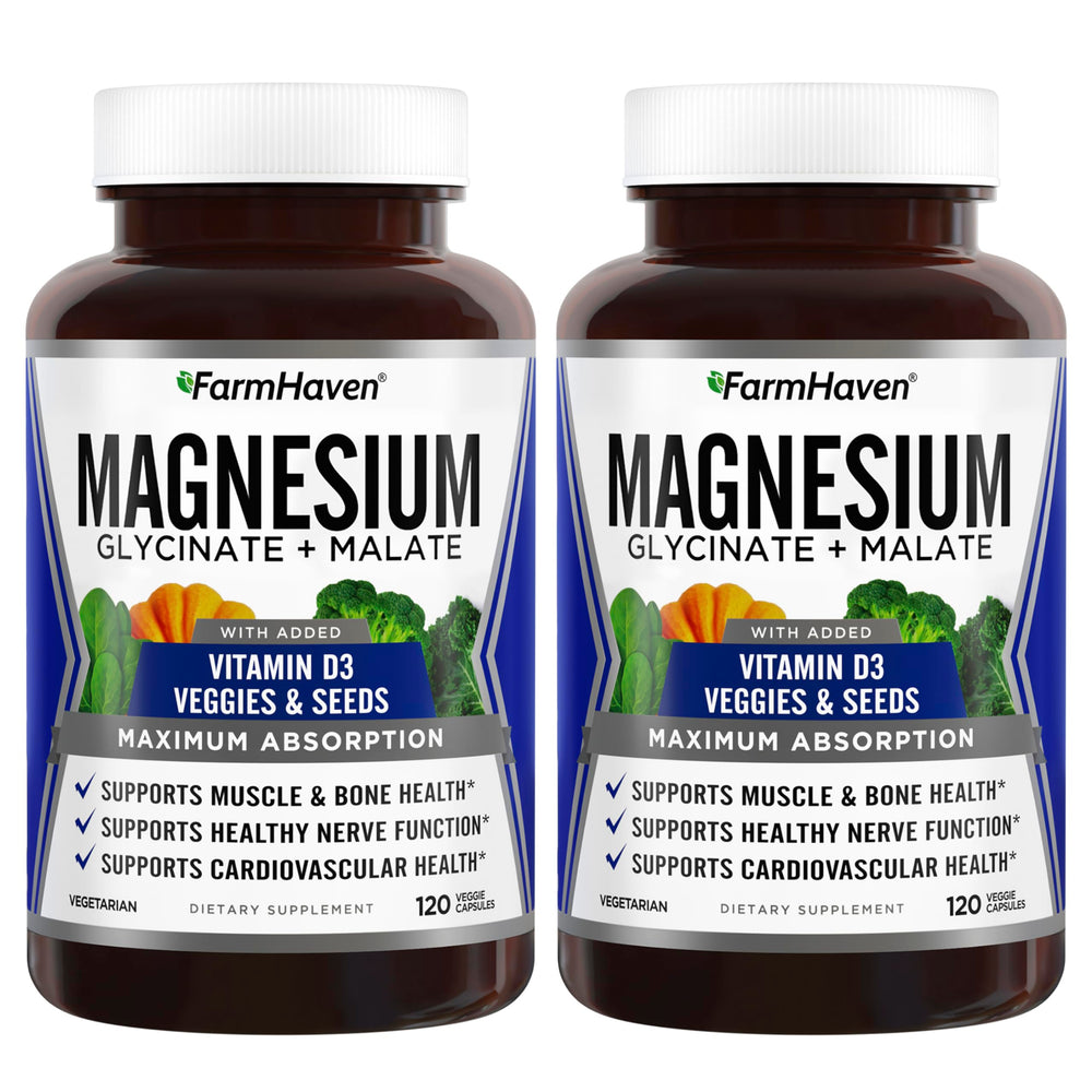 FarmHaven Magnesium Glycinate & Malate with Vitamin D3 - 240 Capsules (Hero Image)