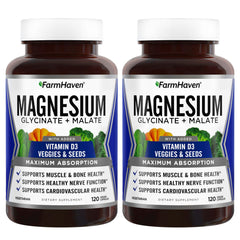 FarmHaven Magnesium Glycinate & Malate with Vitamin D3 - 240 Capsules (Hero Image)
