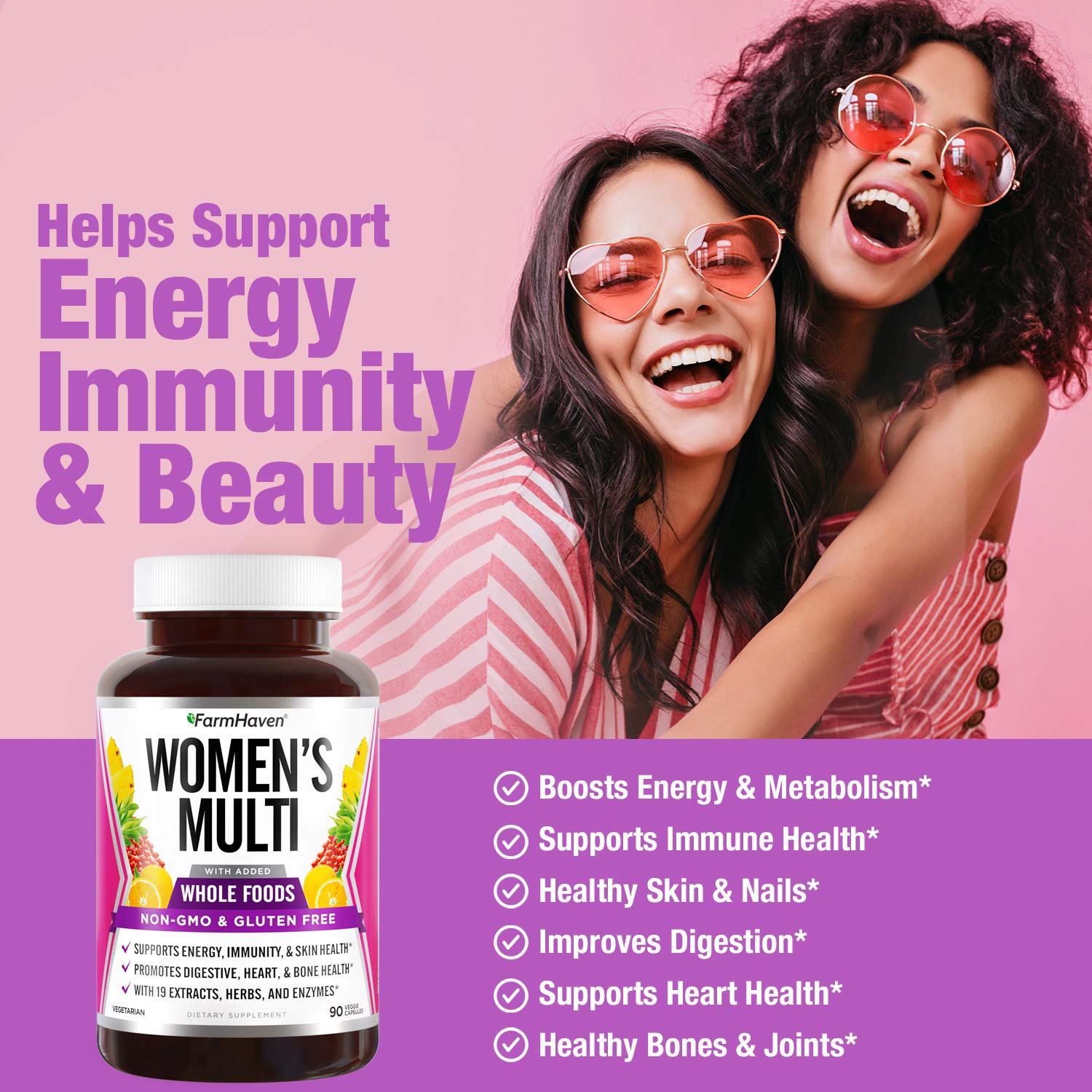 Whole foods ingredients and fruits in FarmHaven multivitamin