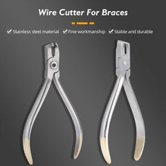 Orthodontic distal end cutter close-up showing U shaped beak