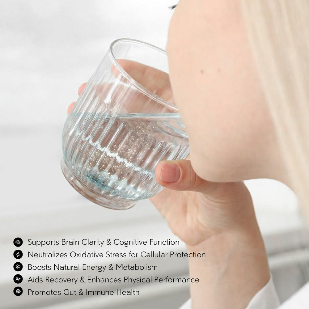 Fast-dissolve hydrogen tablet fizzing in water