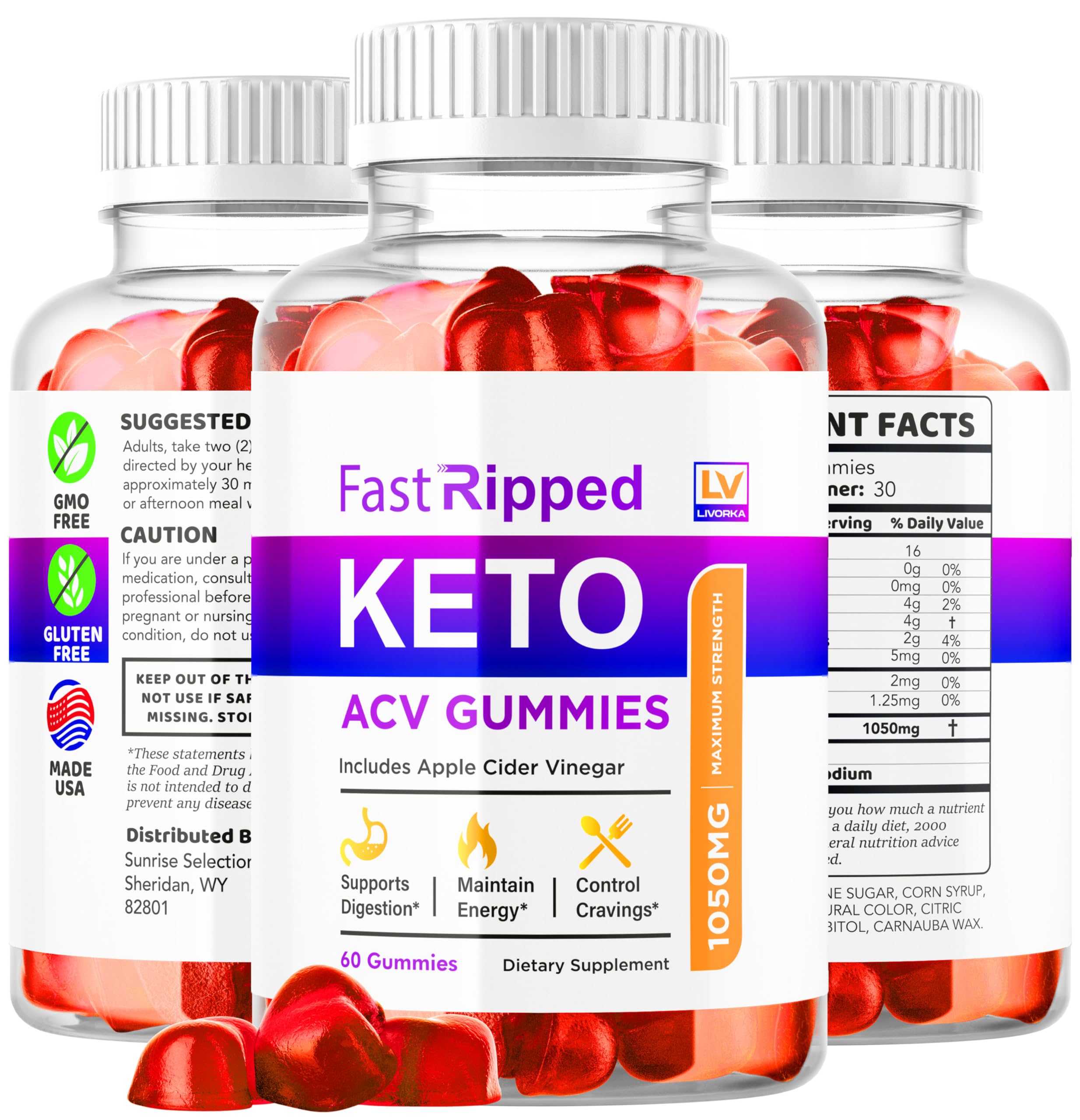 Serving size and dosage information for Fast Ripped Keto ACV Gummies