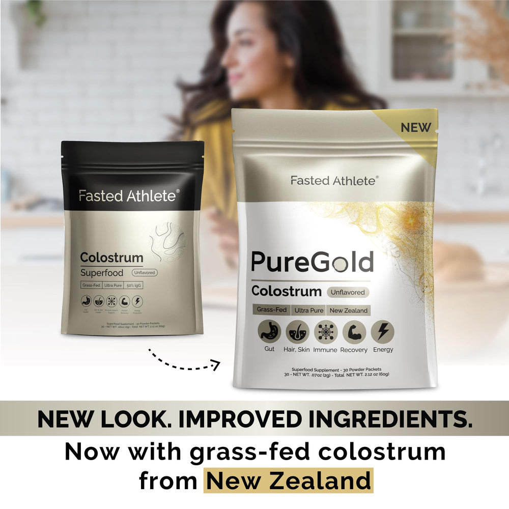 Fasted Athlete PureGold Colostrum product name on packaging