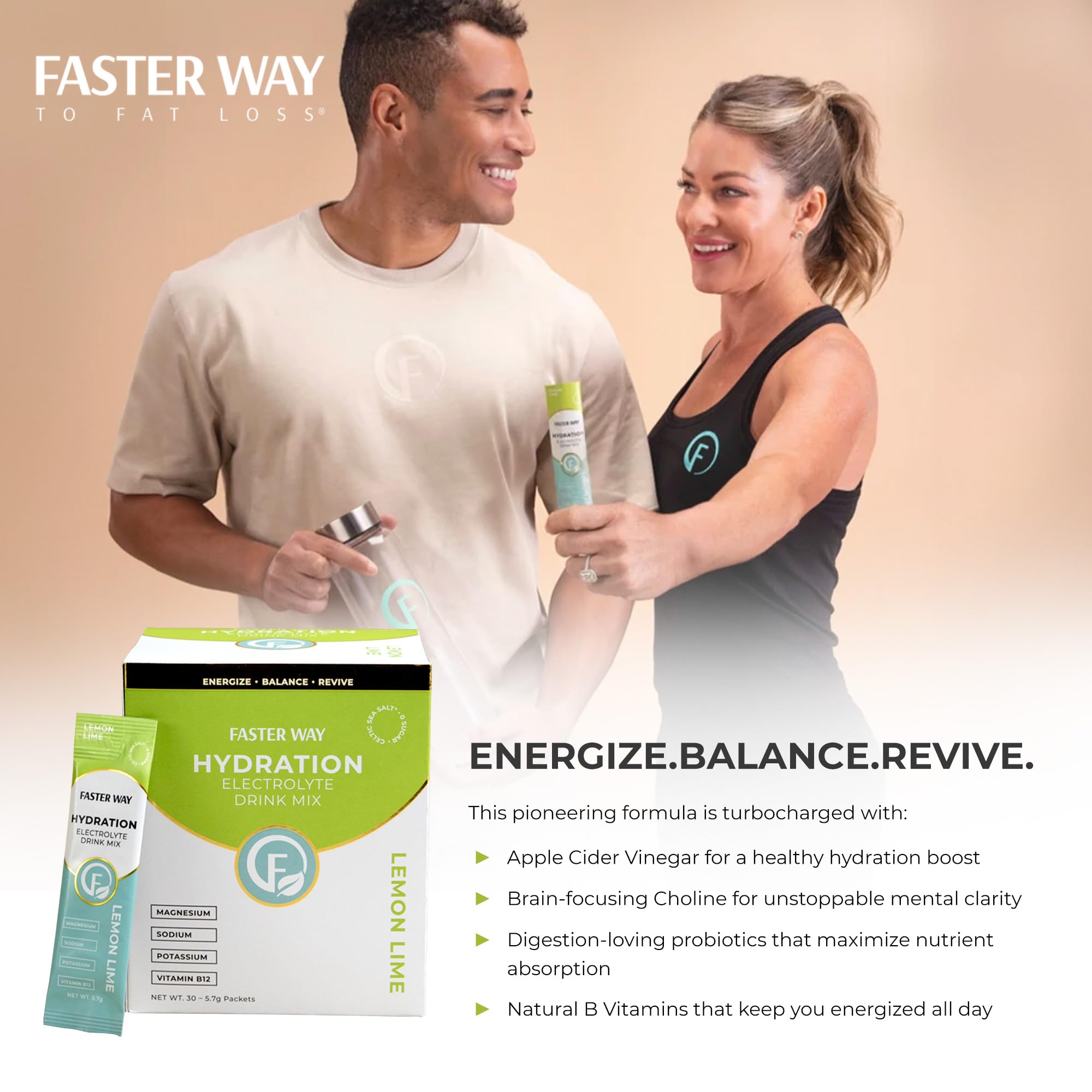 Faster Way mixed lemon lime drink in bottle demonstrating portable hydration