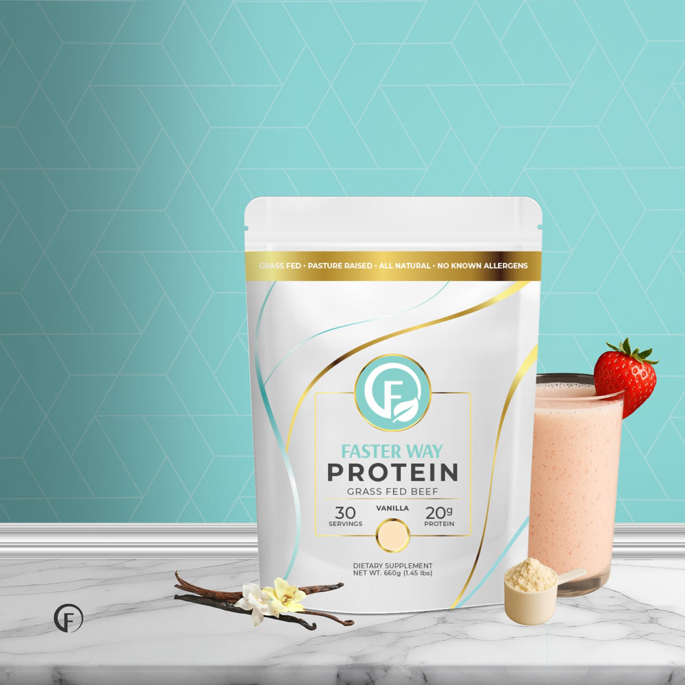 Vanilla protein powder showing texture and color
