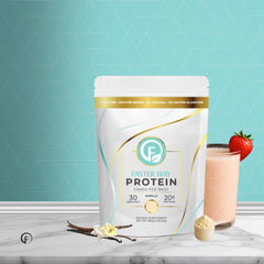 Vanilla protein powder showing texture and color