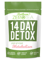FATBOM Zero Tea packaging on shelf for a convenient detox ritual.