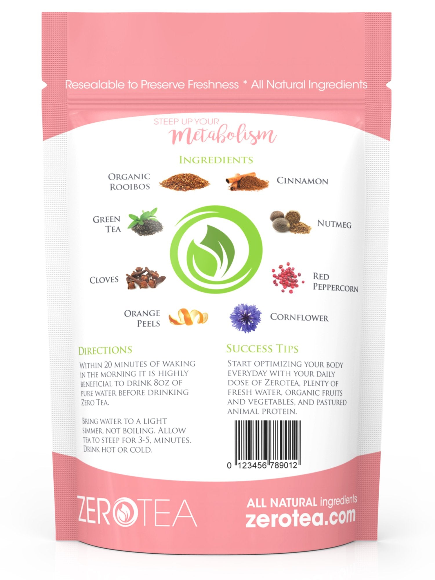 FATBOM Zero Tea tea bag steeping highlights a gentle cleanse.