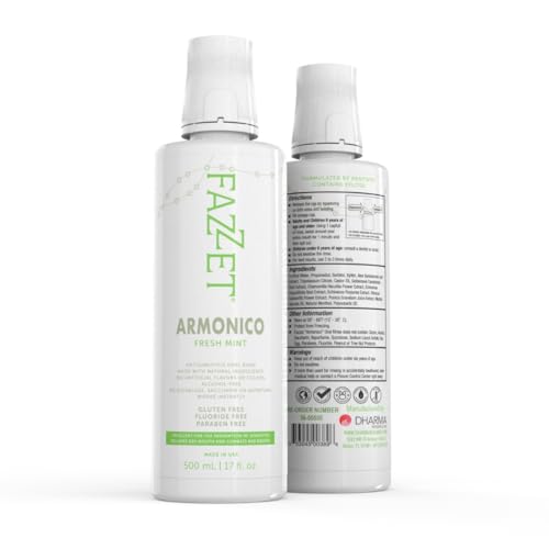 Front label of FAZZET ARMONICO showing Alcohol-Free and Paraben-Free