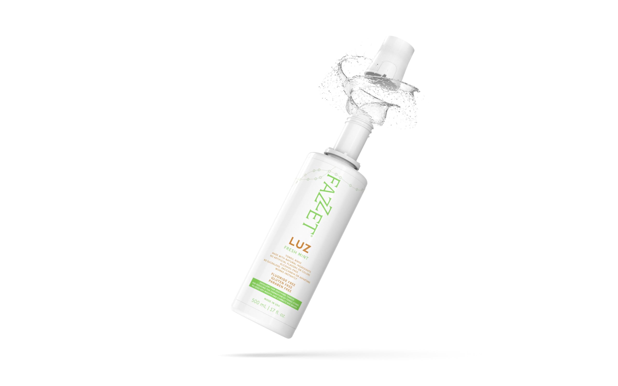 Different bottles of FAZZET LUZ Tonsil Stone Mouthwash