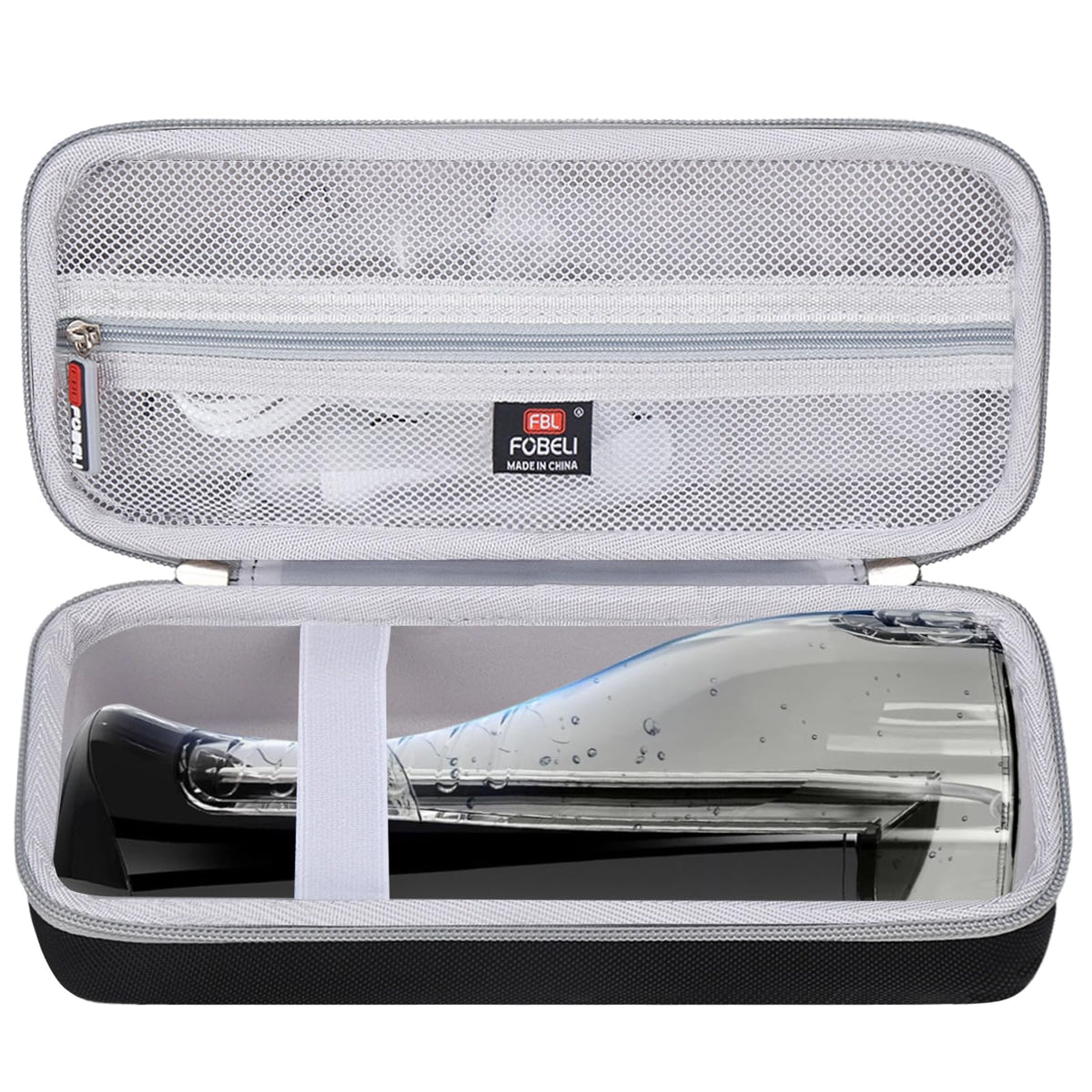Exterior view of FBLFOBELI hard case in black for Nicwell, COSLUS, Oralfree, Waterpik WF-02