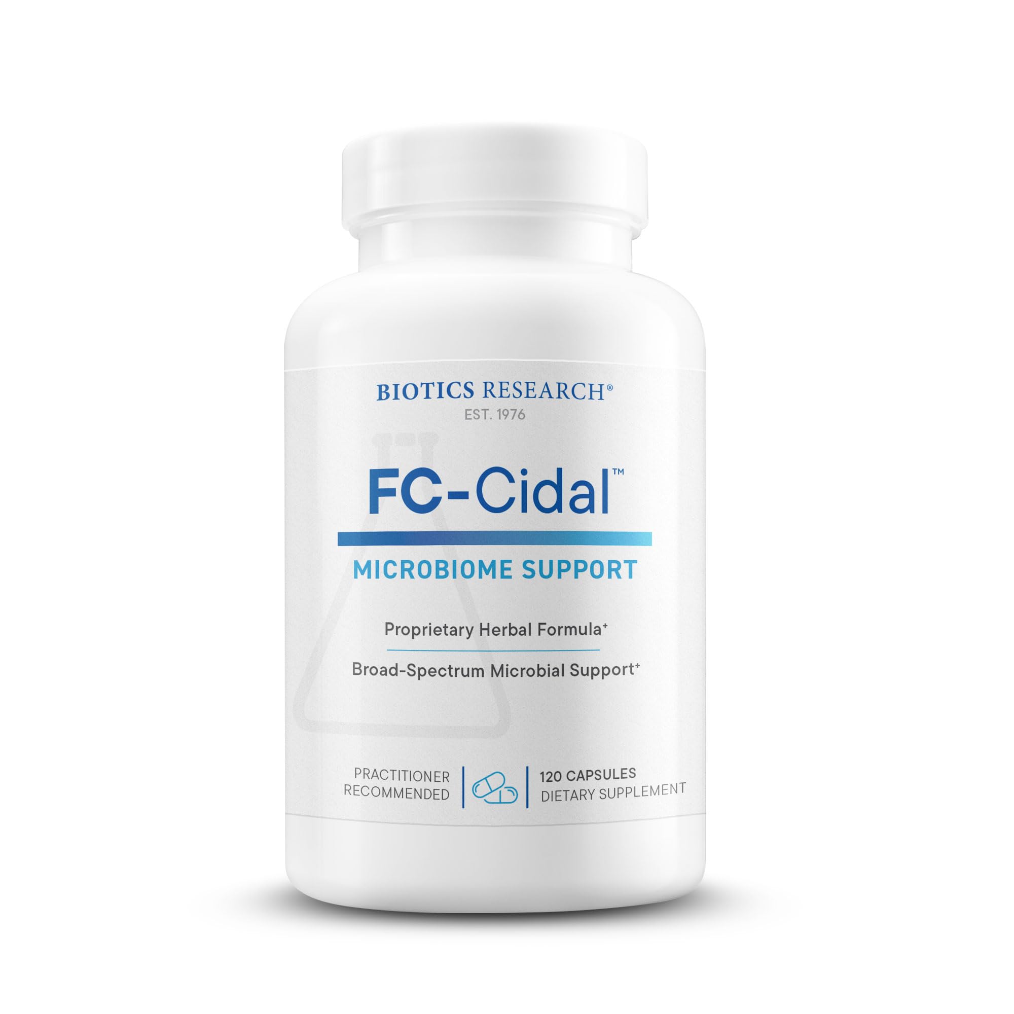 FC-Cidal 7-herb blend bottle label showing 500 mg per capsule