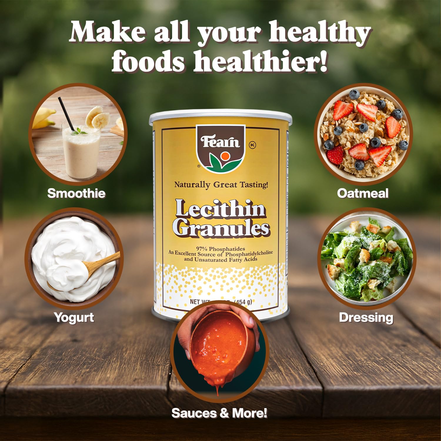 Fearn Lecithin granules on kitchen shelf as versatile emulsifier