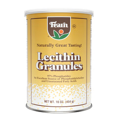 Fearn Soy Lecithin Granules tub label highlights quality and phosphatide content